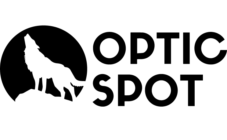 OpticSpot veikala logo, melnbalts