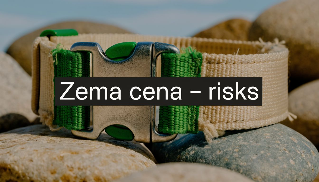 Skaidri redzama suņa kakla siksna ar metāla sprādzi, kas novietota uz akmeņiem, uzsverot ar to saistītos riskus.
